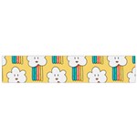 Smile Cloud Rainbow Pattern Yellow Small Premium Plush Fleece Scarf