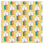 Smile Cloud Rainbow Pattern Yellow Square Satin Scarf (36  x 36 )
