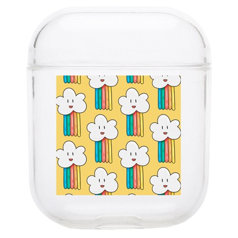 Smile Cloud Rainbow Pattern Yellow Soft TPU AirPods 1/2 Case from ArtsNow.com Front