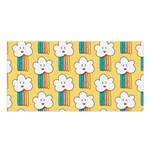 Smile Cloud Rainbow Pattern Yellow Satin Shawl 45  x 80 