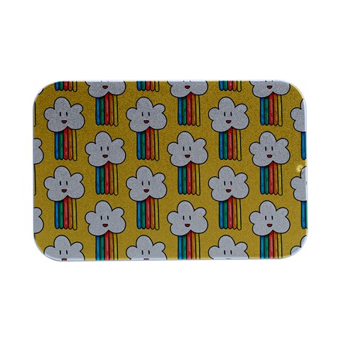 Smile Cloud Rainbow Pattern Yellow Open Lid Metal Box (Silver)   from ArtsNow.com Front