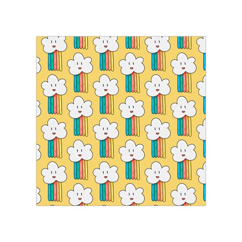 Smile Cloud Rainbow Pattern Yellow Square Tapestry (Small) from ArtsNow.com Front