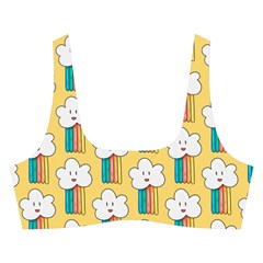Smile Cloud Rainbow Pattern Yellow Cross Back Hipster Bikini Set from ArtsNow.com Front