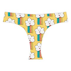 Smile Cloud Rainbow Pattern Yellow Cross Back Hipster Bikini Set from ArtsNow.com Front Under