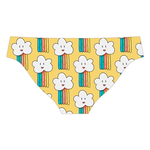 Smile Cloud Rainbow Pattern Yellow Cross Back Hipster Bikini Set from ArtsNow.com Back Under