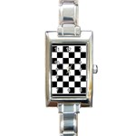 Chess Board Background Design Rectangle Italian Charm Watch