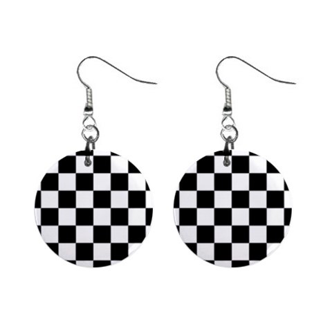 Chess Board Background Design Mini Button Earrings from ArtsNow.com Front