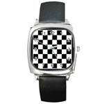 Chess Board Background Design Square Metal Watch