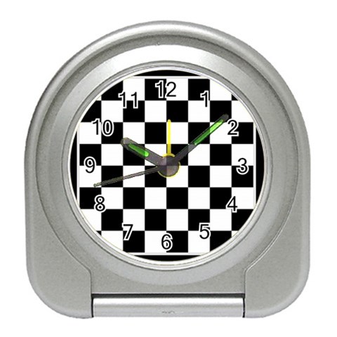 Chess Board Background Design Travel Alarm Clock from ArtsNow.com Front