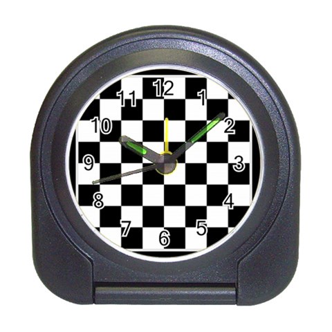 Chess Board Background Design Travel Alarm Clock from ArtsNow.com Front