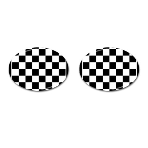 Chess Board Background Design Cufflinks (Oval) from ArtsNow.com Front(Pair)