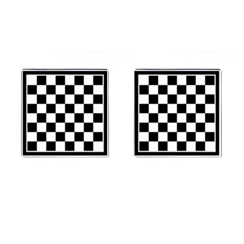 Chess Board Background Design Cufflinks (Square) from ArtsNow.com Front(Pair)