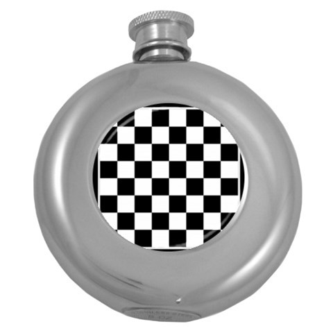 Chess Board Background Design Round Hip Flask (5 oz) from ArtsNow.com Front