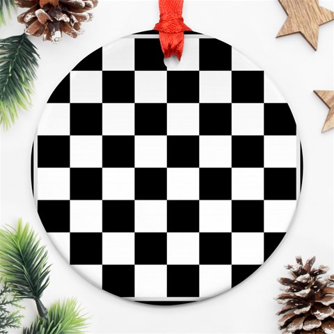 Chess Board Background Design Round Ornament (Two Sides) from ArtsNow.com Front