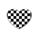Chess Board Background Design Rubber Heart Coaster (4 pack)