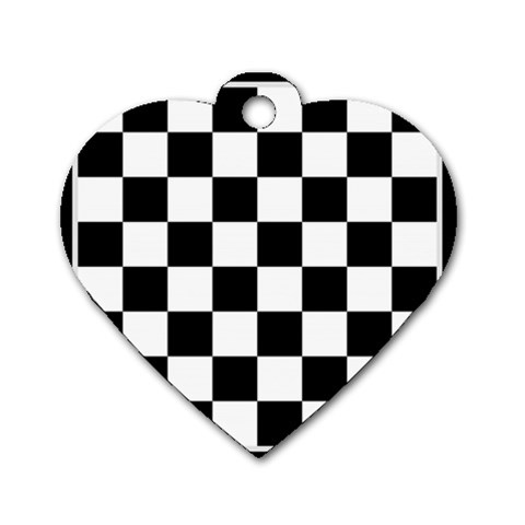 Chess Board Background Design Dog Tag Heart (One Side) from ArtsNow.com Front
