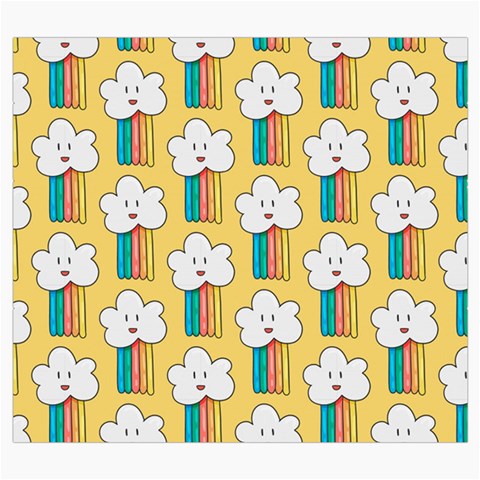 Smile Cloud Rainbow Pattern Yellow Roll Up Canvas Pencil Holder (S) from ArtsNow.com Front