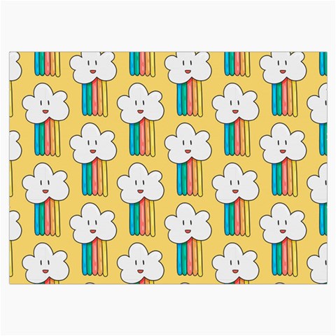 Smile Cloud Rainbow Pattern Yellow Roll Up Canvas Pencil Holder (M) from ArtsNow.com Front