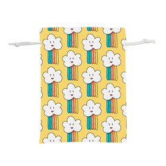 Smile Cloud Rainbow Pattern Yellow Lightweight Drawstring Pouch (L) from ArtsNow.com Back