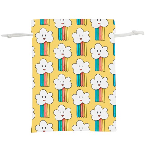 Smile Cloud Rainbow Pattern Yellow Lightweight Drawstring Pouch (XL) from ArtsNow.com Front
