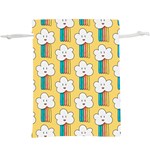 Smile Cloud Rainbow Pattern Yellow Lightweight Drawstring Pouch (XL)