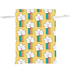 Smile Cloud Rainbow Pattern Yellow Lightweight Drawstring Pouch (XL) from ArtsNow.com Back