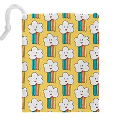 Smile Cloud Rainbow Pattern Yellow Drawstring Pouch (5XL) from ArtsNow.com Back