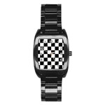 Chess Board Background Design Stainless Steel Barrel Watch