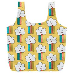Smile Cloud Rainbow Pattern Yellow Full Print Recycle Bag (XXL) from ArtsNow.com Back