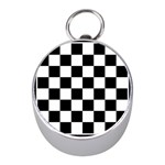 Chess Board Background Design Mini Silver Compasses