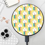 Smile Cloud Rainbow Pattern Yellow Wireless Fast Charger(Black)
