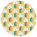 Smile Cloud Rainbow Pattern Yellow Round Trivet
