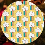 Smile Cloud Rainbow Pattern Yellow UV Print Acrylic Ornament Round
