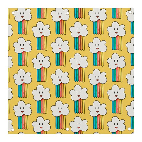 Smile Cloud Rainbow Pattern Yellow Banner and Sign 3  x 3  from ArtsNow.com Front