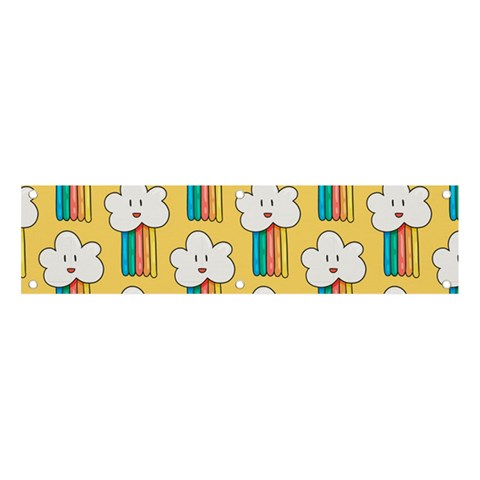 Smile Cloud Rainbow Pattern Yellow Banner and Sign 4  x 1  from ArtsNow.com Front