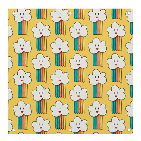 Smile Cloud Rainbow Pattern Yellow Banner and Sign 4  x 4  from ArtsNow.com Front
