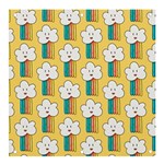 Smile Cloud Rainbow Pattern Yellow Banner and Sign 4  x 4 