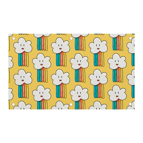 Smile Cloud Rainbow Pattern Yellow Banner and Sign 5  x 3  from ArtsNow.com Front