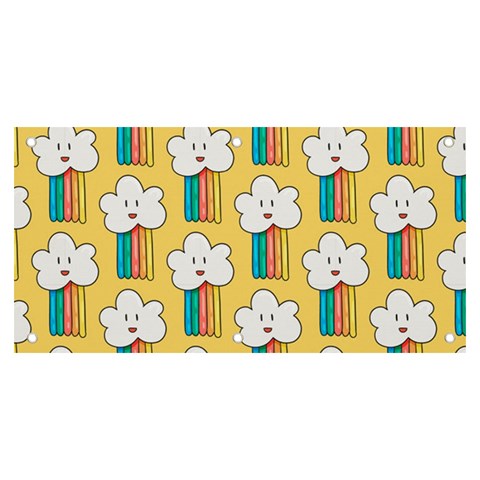 Smile Cloud Rainbow Pattern Yellow Banner and Sign 6  x 3  from ArtsNow.com Front
