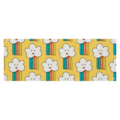 Smile Cloud Rainbow Pattern Yellow Banner and Sign 8  x 3  from ArtsNow.com Front