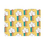 Smile Cloud Rainbow Pattern Yellow Premium Plush Fleece Blanket (Mini)