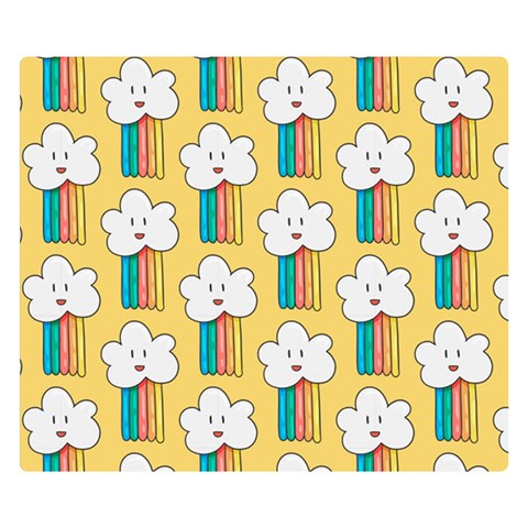 Smile Cloud Rainbow Pattern Yellow Premium Plush Fleece Blanket (Small) from ArtsNow.com 50 x40  Blanket Front