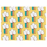 Smile Cloud Rainbow Pattern Yellow Premium Plush Fleece Blanket (Extra Small)