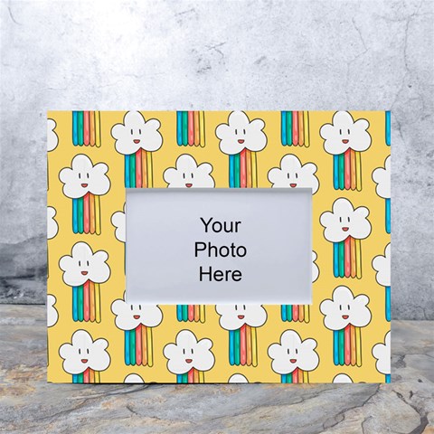 Smile Cloud Rainbow Pattern Yellow White Tabletop Photo Frame 4 x6  from ArtsNow.com Front