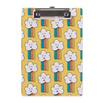 Smile Cloud Rainbow Pattern Yellow A5 Acrylic Clipboard