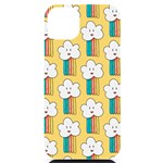 Smile Cloud Rainbow Pattern Yellow iPhone 14 Plus Black UV Print Case