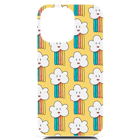 Smile Cloud Rainbow Pattern Yellow iPhone 14 Pro Max Black UV Print Case from ArtsNow.com Front