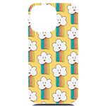 Smile Cloud Rainbow Pattern Yellow iPhone 14 Pro Max Black UV Print Case