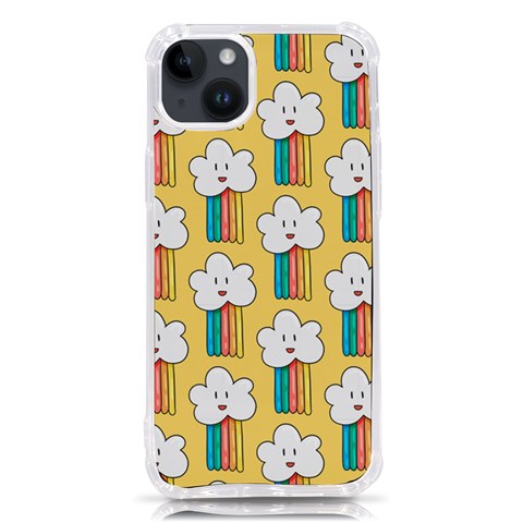 Smile Cloud Rainbow Pattern Yellow iPhone 14 Plus TPU UV Print Case from ArtsNow.com Front