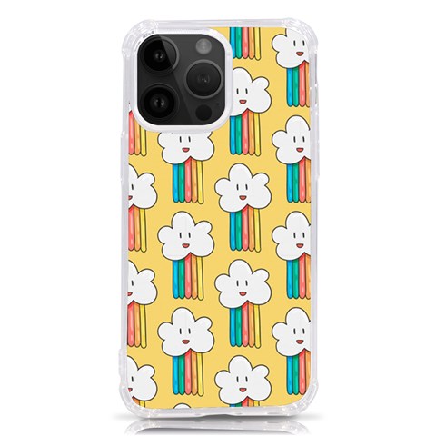 Smile Cloud Rainbow Pattern Yellow iPhone 14 Pro Max TPU UV Print Case from ArtsNow.com Front